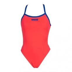 Arena Mädchen Badeanzug SOLID LIGHT TECH Fluo Red-neon Blue