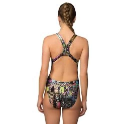 Maru Damen Badeanzug Techno Glitch Sparkle Zone Back -Schwimmausrüstung Maru Damen Badeanzug Mercury Rising Vault Back 627 02
