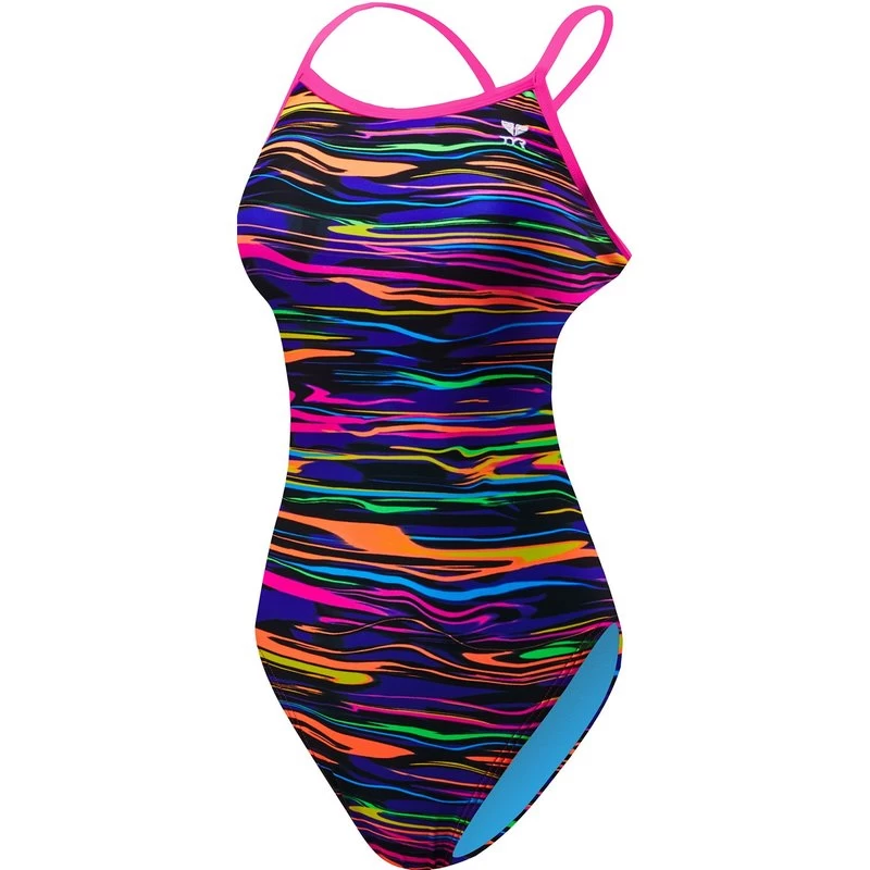 TYR Damen Badeanzug FRESNO Purple-multi Crosscutfit Tieback 3 TYR Damen Badeanzug FRESNO Purple-multi Crosscutfit Tieback